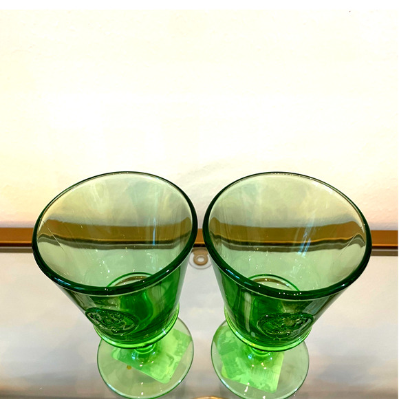 LA ROCHERE Alpine Deer Stag Head Embossed Goblet Wine Glass Set of 6 Green NEW - Picture 9 of 15